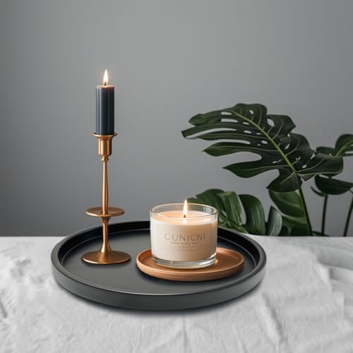 Black Metal Candle Tray 11.5 Inch Decorative Serving Tray for Wedding & Home