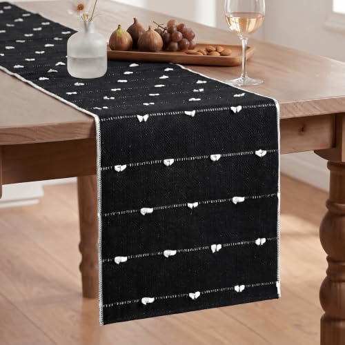 Rustic Cotton Woven Table Runner 12x60 Inch Farmhouse Halloween Decor