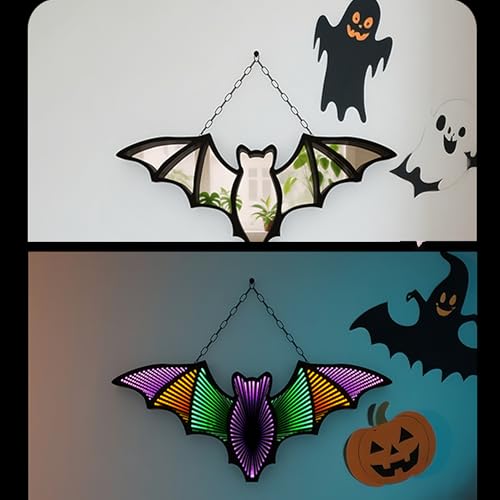 Halloween Bat Neon Sign - Purple & Green 3D Effect Indoor LED Wall Light