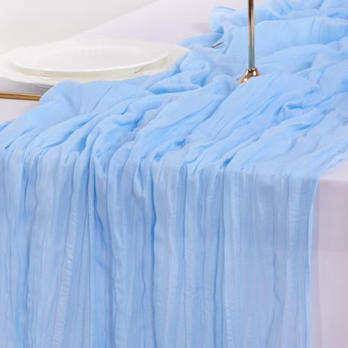 Blue Cheesecloth Table Runner 10ft Set of 6 Fall Boho Wedding Decor