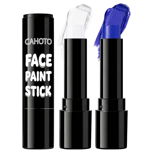 White and Blue Oil-Based Face Body Paint Stick Set for Creative Makeup - Versatile & Long-Lasting