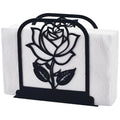 Flower Napkin Holder - Black Metal Elegant Rose Design for Table & Kitchen - Variation of Flower