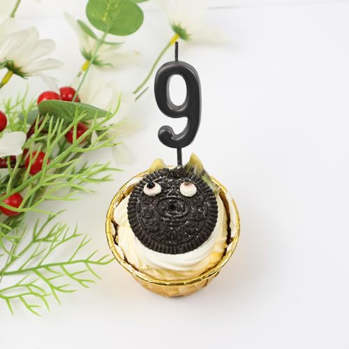 Chanseen Black Number Candles Set - Personalizable Cake & Cupcake Decorations, 0-9 for Birthdays & Celebrations
