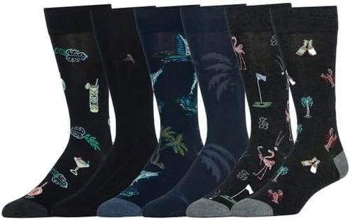 Tommy Bahama Men's Dress Casual Crew Socks - Comfortable 6-Pair Set for Everyday Wear