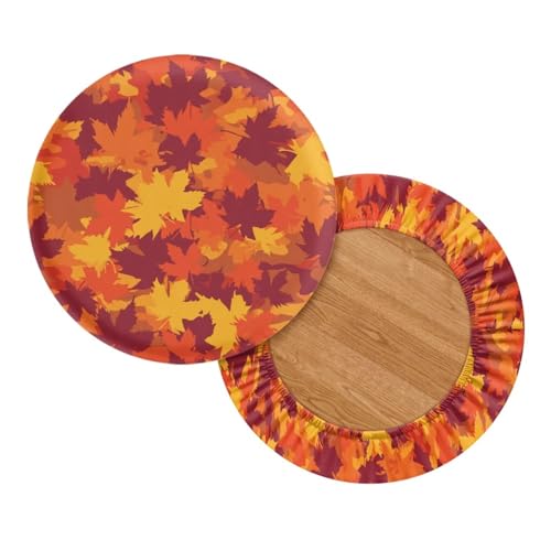 Fall Maple Leaf Bar Stool Cover Set of 2 - Elastic Washable 14-16 Inch for Round Stools