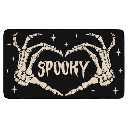 Halloween Welcome Door Mat Skeleton Non-Slip Indoor Outdoor Rug - Blackhalloween-5