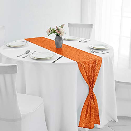 Orange Sequin Table Runner 12 x 72 Inches - Pack of 6, Party Decor
