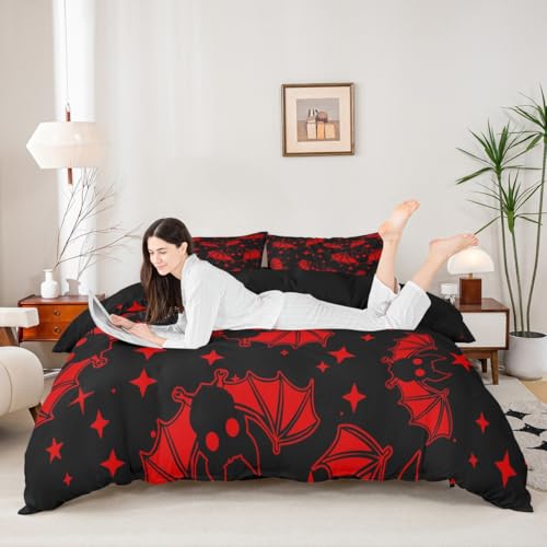 Halloween Bat Bedding Set for Kids - Full Size Glitter Stars Galaxy Comforter Cover - Multi 43 / No Comforter
