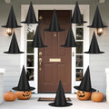 36 Pack Hanging Witches Hats for Halloween Decor - Black Floating Witch Hat with 492 ft Rope - Outdoor Porch Decorations - Variation of 36