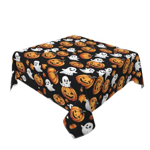 Halloween Square Tablecloth 54x54 Inch Spooky Farmhouse Decor Waterproof Fabric