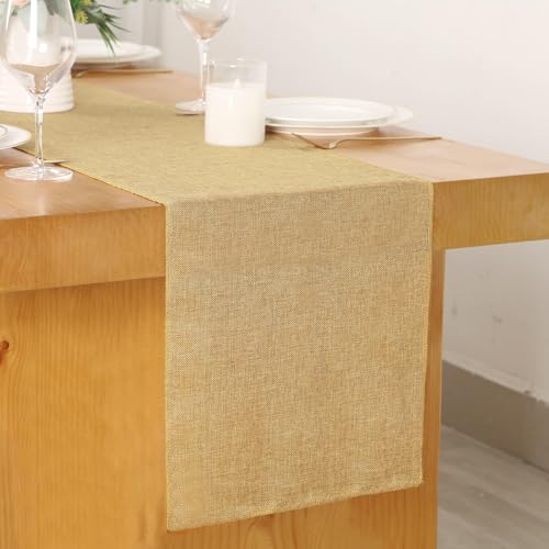 Khaki Burlap Table Runner Set - 2 Pieces 13x84 Inches Farmhouse Decor