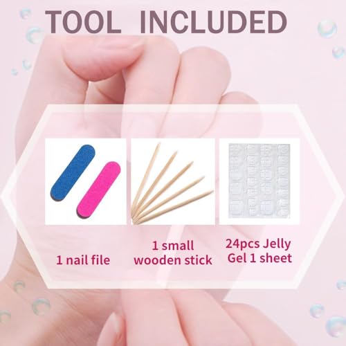 Halloween Press-On Nails Medium Square Fake Nails 24P Set - Witch Forest Design - Variation 27