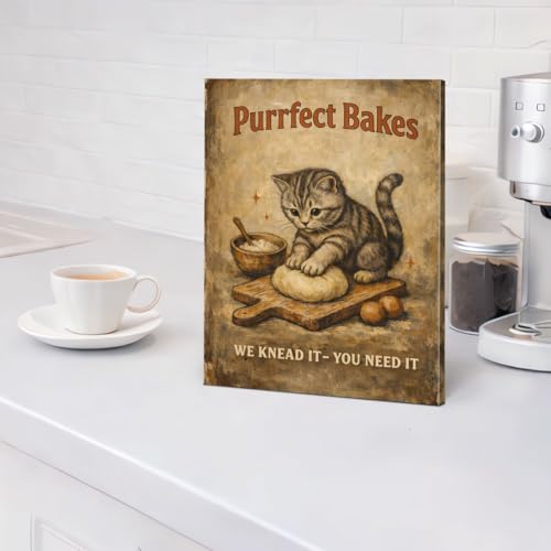 Cat Wall Art - Purrfect Bakes Canvas Decor - Variation Cat-01