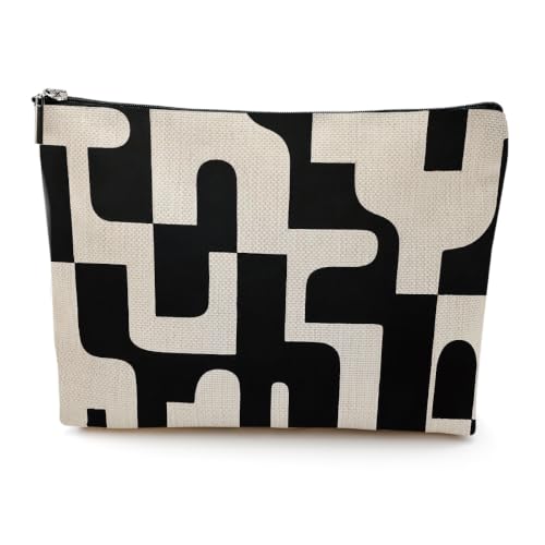 Abstract Geometric Makeup Bag - Trendy Cosmetic Pouch for Women & Girls - Large Capacity