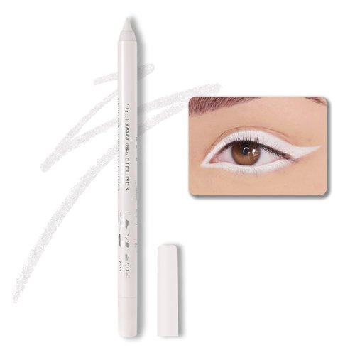 Evpct White Gel Glitter Eyeliner Pencil Set - Waterproof & Smudge-Proof | Perfect for Eye Makeup