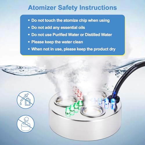 Floating Pond Fogger with LED Lights - 3-Head Ultrasonic Mist Maker 1500ml/h for Water Features & Halloween Decor