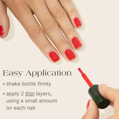 Nail Strengthening Polish for Damaged Nails - Poppy Red - Vegan & Plant-Based