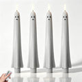 4Pack Flameless Ghost Taper Candles with Remote Control - Flickering Battery Operated Halloween Decor
