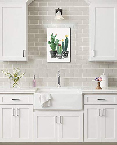 Cactus Wall Art Canvas Print - 16x24 Inches Desert Botanical Poster with Frame - Arizona Succulent Boho Decor