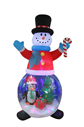 8 Ft Christmas Inflatable Snowman Globe with Penguin & Gift Box - Outdoor Holiday Decor