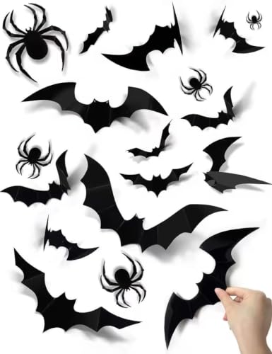 Halloween Bat and Spider Wall Decorations Set - 152 Pieces Indoor Party Decor