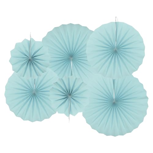 Blue Hanging Paper Fans Party Decorations Set - 6 Pcs for Weddings, Birthdays & Events