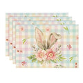 Colorful Easter Bunny Ears Placemat Set of 4 - 12x18 Inch Holiday Table Mats, Blue/Pink