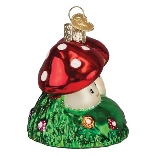 Happy Mushrooms Glass Ornament for Christmas Tree - Handcrafted Holiday Decoration