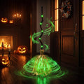 Animated Halloween Witch Broom Lighted Prop - Spooky Green LED, Sound & Motion