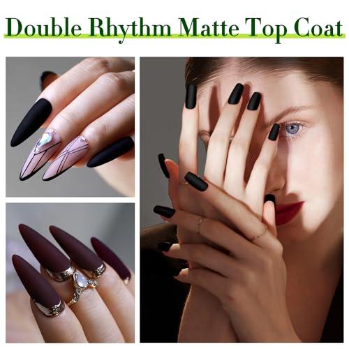 Double Rhythm 15ML No Wipe Gel Top Coat - Clear Matte Nail Polish & Base Coat