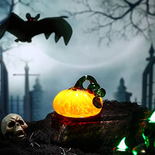 3-Pack 4-Inch Glass Pumpkin Centerpieces for Thanksgiving Halloween Decor