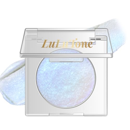 Light Blue Duochrome Eyeshadow Palette with Holographic Glitter & Brightener - Half Magic Effect