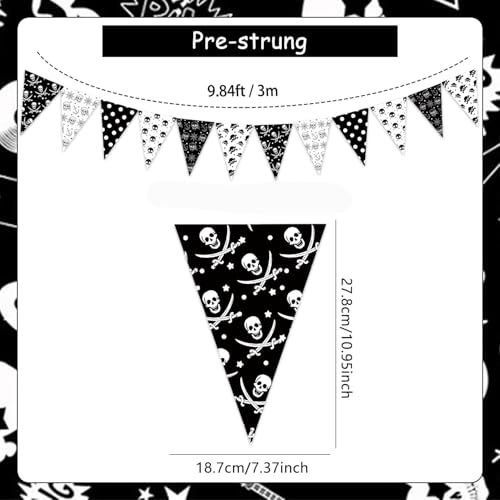 Pirate Banner Flags Party Decorations - 49ft Pirate Triangle Bunting & Garlands, 60pcs