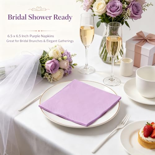 Purple Disposable Paper Napkins - 100pcs for Lunch & Party - Variation: Purple