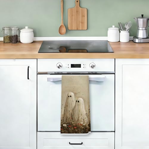 Halloween Ghost Kitchen Hand Towels - 16x24in Decorative Dish Towels - Ghost Towel Variation