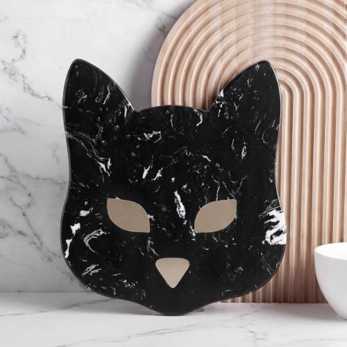 Halloween Spooky Black Cat Marble Cheese Board 11x9 inch - Ghostly Cat Design