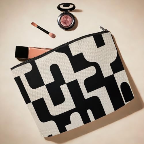 Abstract Geometric Makeup Bag - Trendy Cosmetic Pouch for Women & Girls - Large Capacity