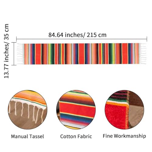 Mexican Table Runner 14x84 Inches Rainbow Colors Home & Party Decor