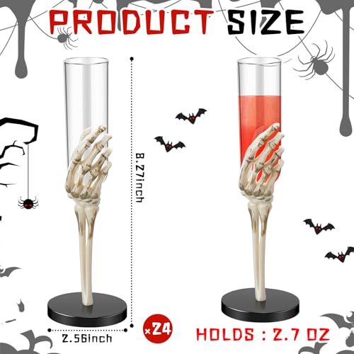 Skeleton Hand Champagne Flutes Set - 24 Plastic Party Cups for Halloween