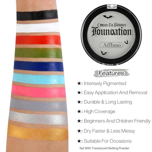 Metallic Silver Face Paint for Kids & Adults - Full Coverage Body Makeup for Halloween & Cosplay - Long Lasting & Blendable
