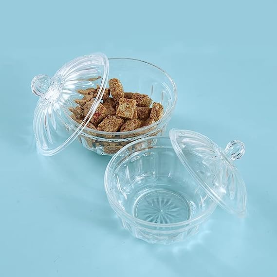 Plastic Candy Dish Sugar Bowl with Lid - Kitchen Food Storage Container