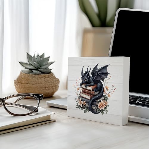 Black Dragon Book Sign - Home Decor for Book Lovers - Decor 017a