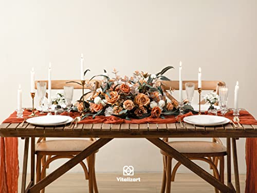 Vitalizart Terracotta Cheesecloth Table Runner 10ft Boho Rustic Decor