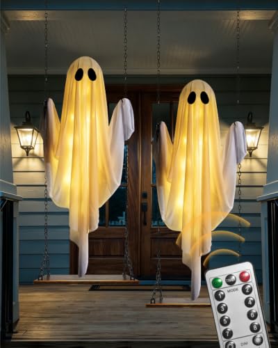 3.3 FT Outdoor Hanging Swing Ghost Halloween Decorations - 2 Pack