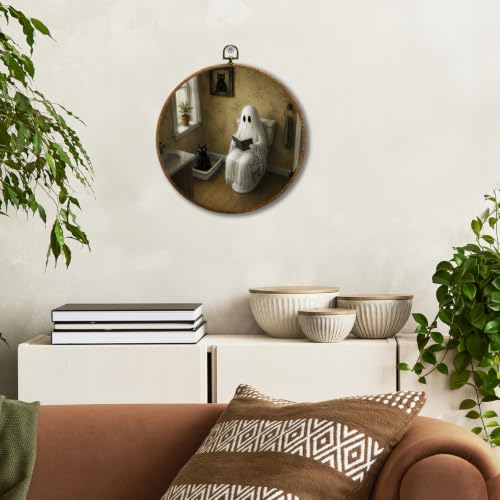 Halloween Ghost Reading Black Cat Bathroom Wall Decor - Variation of Bathroom Ghost