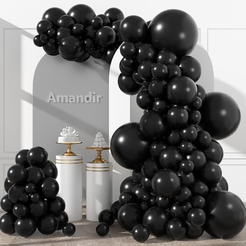Black Balloon Arch Garland Kit - 153pcs with Different Sizes & Accessories - Black Variation