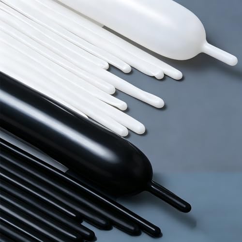 Black White Long Balloons Set - 50 Pack, 30cm Inflatable for Balloon Arch & Party Decor - Variation: Black White