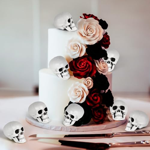 Halloween Skeleton Heads Set - Mini Plastic Skull Props for Haunted House & Party Decorations