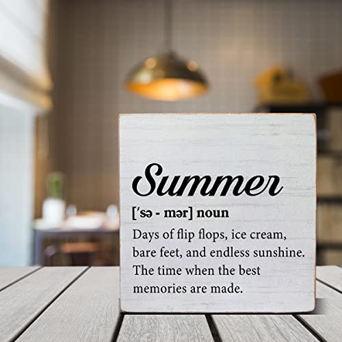 Multicolor E Rustic Summer Wooden Sign - 5x5 Inch Desk & Wall Decor