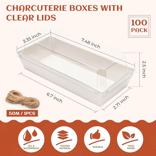 White Halloween Dessert Box Pack of 100 - Bakery & Cookie Containers with Twine